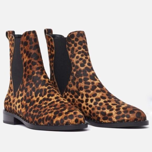REBECCA MINKOFF Leopard Print Cowhide Chelsea Ankle‎ Boot Booties Size 6.5 New - Picture 1 of 14